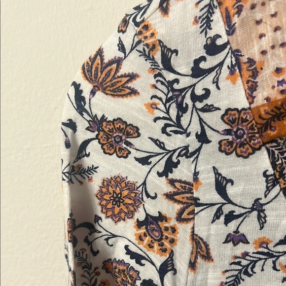 Vintage America Black and White 3/4 Sleeve Tunic with Bib Collar bohemian - Picture 6 of 9